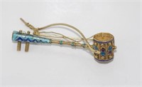 Chinese silver gilt and enamel brooch / pendant