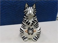 CAT Themed Signed/Marked 11" vtg Cookie Jar