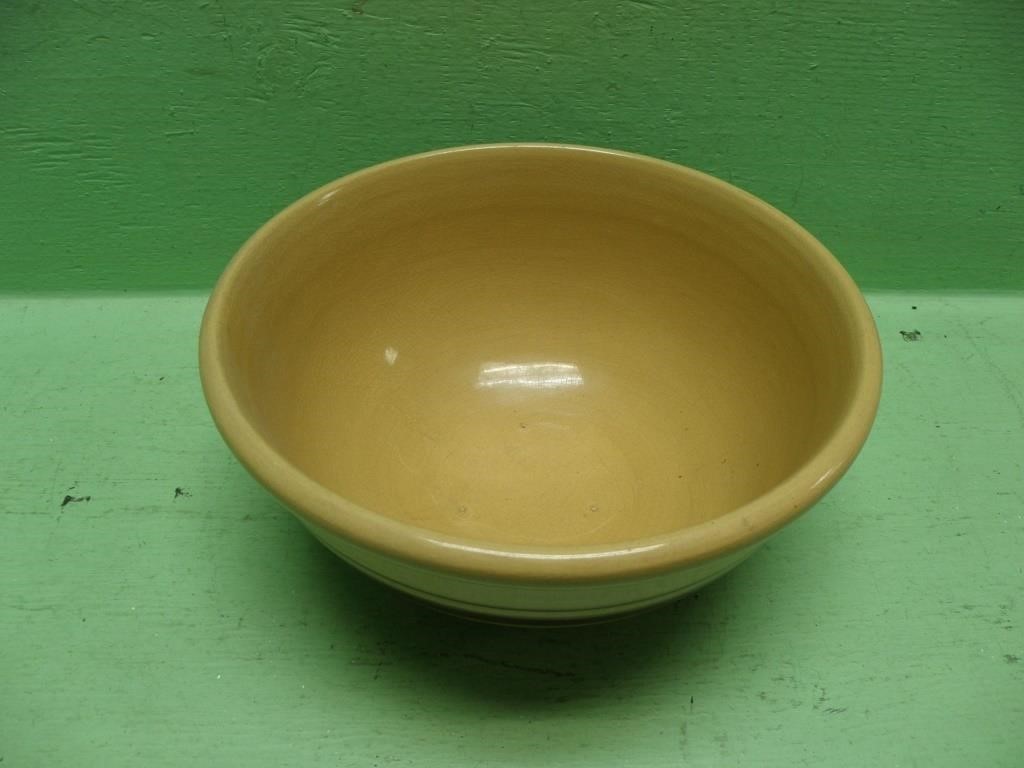 Antique Yellow Ware Crock Bowl With Brown Stripes