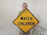 Vintage Embnossed WATCH FOR CHILDREN Sign 24"