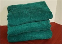 3 green hair towels