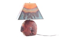 W. Kohler Mesquite Turquoise Inlay Wood Table Lamp