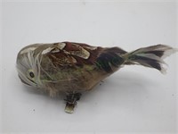 VTG Clip On Owl ornament w/real feathers