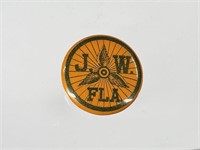 EARLY CELLULOID J.W. FLA. BICYCLE BUTTON