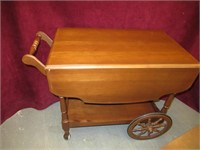 MAPLE TEA CART WITH ONE DRAWER AND DROP SIDED