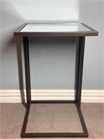 Metal Frame Side Table with Glass Mirror Top