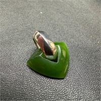 Sterling Silver Triangular Jade Pendant