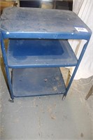 3 SHELF BLUE METAL CART