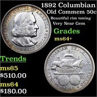 1892 Columbian Old Commem 50c Grades Choice+ Unc