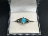 Ladies Sterling Silver & Turquoise Ring