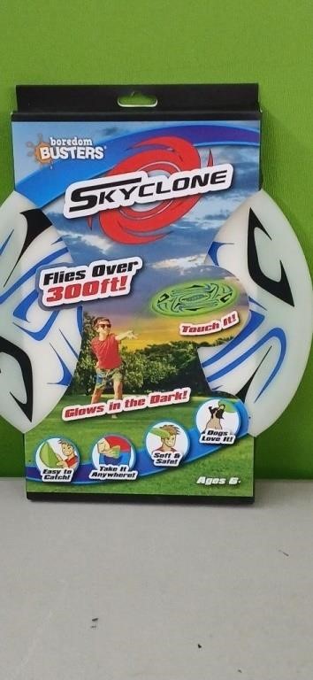 Glow in the dark Skyclone Toy flies over 300 ft.