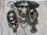Black, Gray, Silver & Gold Necklaces Costume