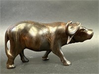 Dark Wood Carved Buffalo