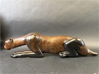 Dark Wood Carved Leopard Sculpture