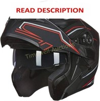 ILM Dual Visor Helmet   Black Red - Medium