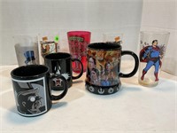 Superman Pepsi, glass and other assorted
