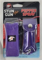 Purple self-defense kit with stun gun and pepper