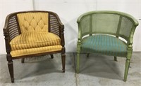 Pair of vintage cane club chairs