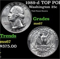 1989-d Washington Quarter TOP POP! 25c Graded ms67