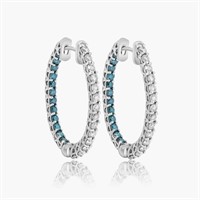 14K WHITE GOLD 3.35 WHITE & FANCY BLUE DIAMONDS