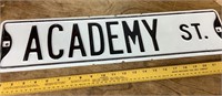 Enameled metal  Academy Street sign