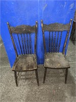 Pair of pressed back chairs