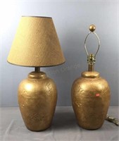 2 Pc Large Painted Gold Lamps