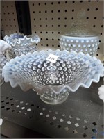 Hobnail Opalescent Moonstone Covered Dish &