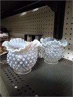Hobnail Opalescent Moonstone Vases