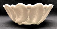 Vintage Milk Glass Footed Serving Bowl Scalloped E