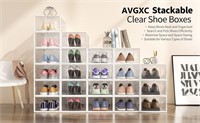 12 Clear White Large Stackable Shoe Boxes Storage