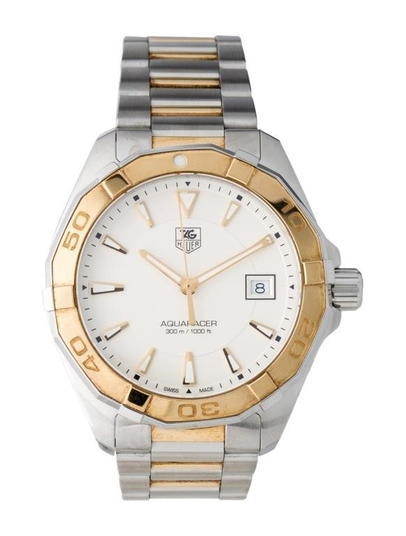 18k Gold Tag Heuer Aquaracer Quartz Ss Watch 41mm