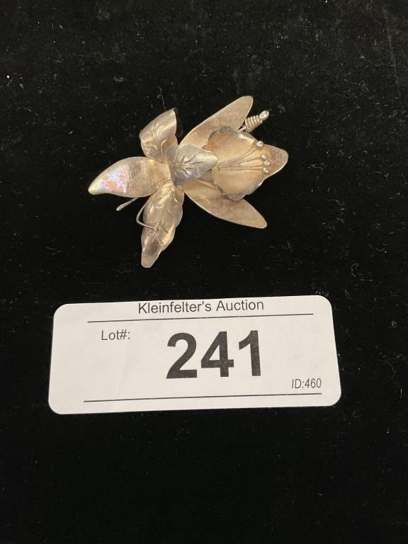 Mexican Silver Flower Brooch.