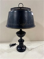 Antique Painted Metal Lamp w/ Shade