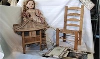 Doll , chair, Japanese light strawhouse