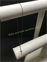 10K & Sterling Cross Pendant & Chain