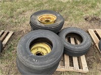(5) IMPLEMENT TIRES, 3 ON RIMS
