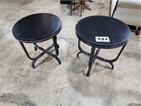 2 metal base - wood top tables 24" diameter