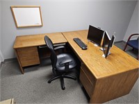 oak l shaped desk lot