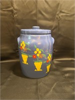 Hand Painted Stoneware Lidded Crock Jar