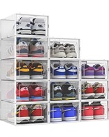 SESENO. 12 Pack Shoe Storage Boxes, Clear Plastic