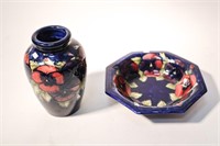 LARGE MOORCROFT VASE AND BOWL