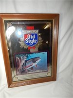 Vintage Heilman's Beer Sign Mirror Brook Trout