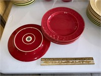Lot of 6 Red Food Network Dinner Plates