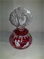 Rare Fenton Cranberry Handpainted Perfume bottle