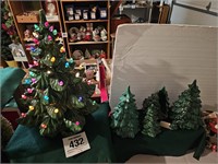 Ceramic Christmas trees - one w/ lights 19" t