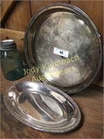 2 nice pieces of silverplate-serving tray etc