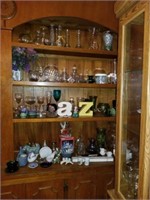 LOT OF GLASSWARE -- WHOLE SHELF FULL OF MISC. PIEC