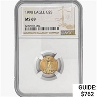 1998 $5 1/10oz. Gold Eagle NGC MS69