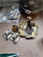 2 Pewter Egyptian  Mini Figures, Brass Frog